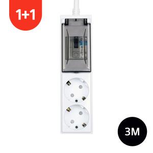 [1개+1개] 4000w 고용량 멀티탭 과부하차단 2구 3M