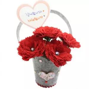 뚝딱 펠트 카네이션 꽃바구니 가로15cmx세로20cm 1인용 만들기 교구 재료