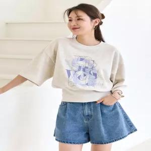 [WPBG]허리 잘록 백 지퍼트임 7부소매 맨투맨 티셔츠_3color