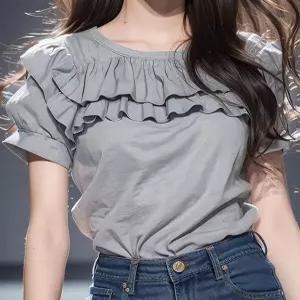 프릴 반팔 블라우스 반팔티