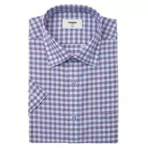 [갤러리아] 레노마셔츠(반소매일반핏)25신상 린넨혼방 멜란 체크셔츠 RPUSG1-233-VL