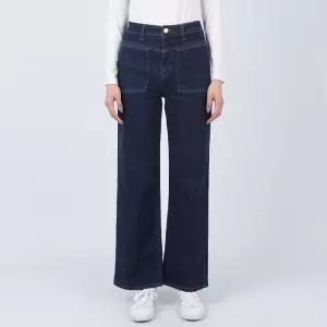 게스 여성 청바지 포켓 디테일 와이드 다크블루 YO3D1135