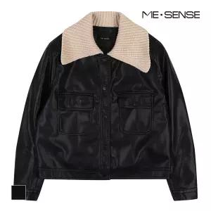 [미센스] 니트카라 디자인 가죽자켓_MB4XLEM301Z