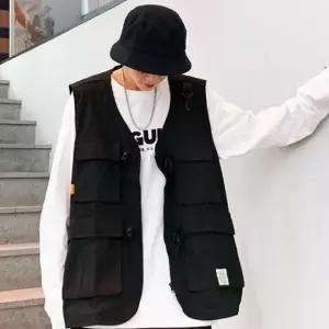 포켓 버클 베스트 남성조끼 캐주얼 루즈핏 스트릿 (WFJSM4L)