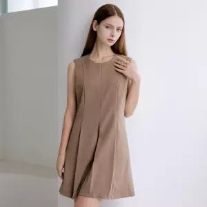 (레코브) 모던 맞주름 라운드 슬리브리스 원피스(LC61C9OP559S)