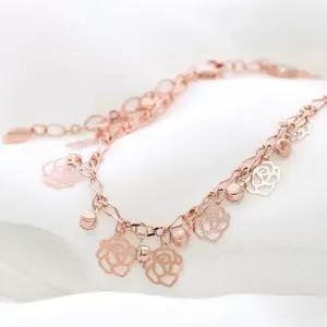 14K GP 장미 큐빅 로즈골드 체인 패션 발찌 (WFJZGU9)