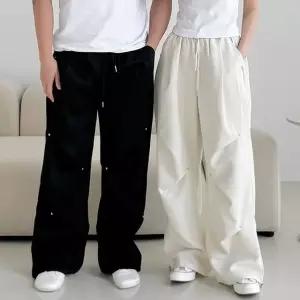 남녀공용 와이드 스트링 밴딩 팬츠 데일리룩 (WFK1TQJ)