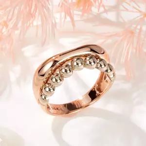 18K 볼륨 웨이브 콤비볼 반지 SRS42082