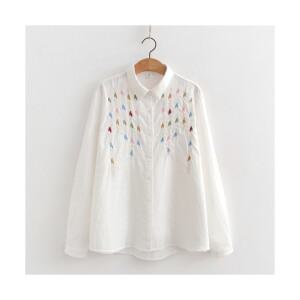 여성 꽃 프린팅 심플 베이직 셔츠