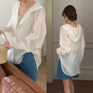 간절기 언발기장 루즈핏 캐주얼 시스루 후드 셔츠 (WFFJ3GB)