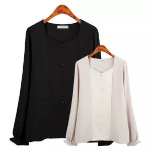 허밍퍼플 여성용 2383 RE 부클 긴팔 블라우스 빅사이즈 세련미 심플 하객룩 출근룩 미시 스타일 여성의류