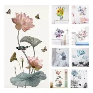 키밍 플라워 벽지 스티커 벽장식 인테리어 시트지 플라워스티커 포인트스티커벽지