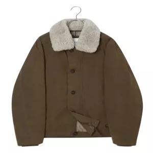 헤지스 남성 25FW 브라운 양털 카라 다운 덱자켓 HZJU5D407W2