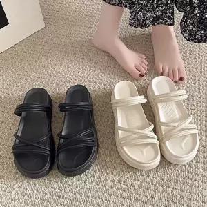 [하프클럽/레이디슈]레이디슈 스트랩 통굽 플랫폼 슬라이드 슬리퍼 0205