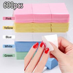 100/600Pcs 린트 프리 네일 코튼 와이프 UV 젤 폴리쉬 리무버 패드 부드러운 부직포 아세톤 매니 클린