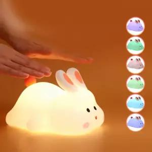 [KC인증]LED충전식 실리콘 터치 토끼 무드등 집들이 수명유도 수유등 수면등