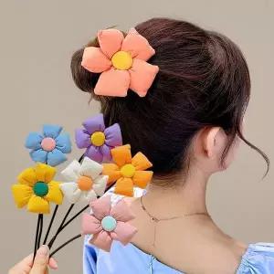 [하프클럽/]로우번 똥 당고 머리 묶기 와이어 플라워 머리끈