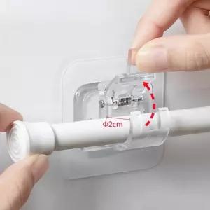 부착식 봉홀더 브라켓 무타공 봉걸이스티커 투명 2개