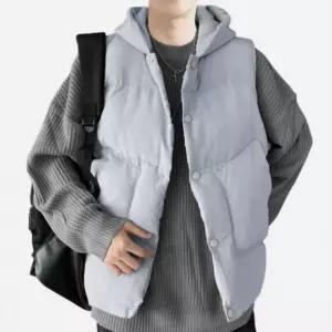 포켓 패딩 초경량 남성 데일리 작업 낚시 후드 조끼