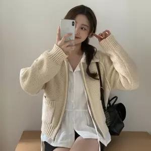 [코코블랑] 헨즈 카라 니트 집업