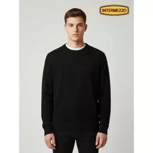 [하프클럽/인터메조]데일리 라운드넥 니트 블랙 IMFFMKN155