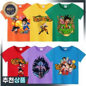 드래곤 볼 코튼 티셔츠 티 썬 캐주얼 의류 다채로운 반팔 피규어 탑 소녀 셔츠 아동 하라주쿠 소년  옷