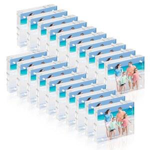 에어스니기 4x4 아크릴 프레임 20팩, 20mm 양면 마그네틱 액자 투명 액자 책상 책상용 디스플레이 사진 홀더용 웨딩 테이블 번호