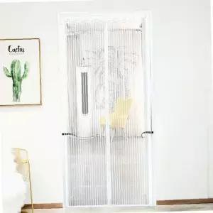 스트라이프 화이트 현관 방문 자석 모기장 90X210cm