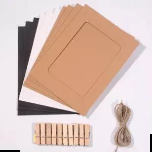 프레임 포토 가랜드 10p 세트 혼합색상 3x4 액자 종이 만들기 재료 사진 나무집게