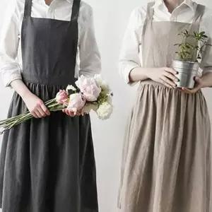 원피스 앞치마 넉넉한 원피스형 데일리 린넨 앞치마 주방 카페 요리 미용