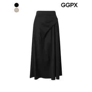 [GGPX]백 밴딩 드레이프 러플 롱 스커트 (GQ1SK004B)