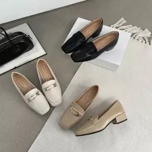 여성 719NJG65 3컬러 스퀘어토 데일리 쿠션 로퍼힐 미들힐 구두