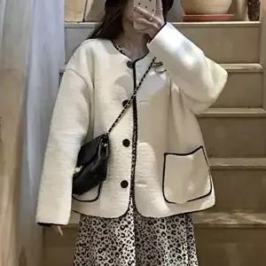 청자켓 포켓 양털 자켓 배색라인 겨울자켓 가디건st 아우터