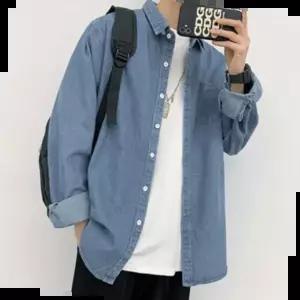 남녀공용 청 남방 셔츠 데이트룩 캐주얼 슬랙스 코디