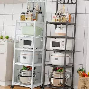 다용도 수납 선반 다단 스탠딩 공간 철제 수납 선반 좁은 조리대 바퀴형 욕실용 이동식 수납장 싱크대