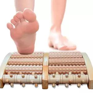 발바닥 지압기 원목 마사지 사무실 발 지압기 건강 발판 마사지기 거치대 받침대 안마기 책상 롤러