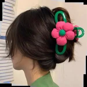 올림 긴 머리 반묶음 왕 헤어 삔 대형 큰 꽃 집게 핀