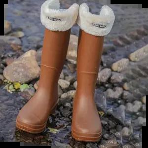 여자 겨울 따뜻한 털 안감 기모 롱 레인 부츠 장화
