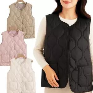 겨울 누빔 조끼 가벼운 라운드 깔깔이 여성 누빔 조끼 패딩 이너 간절기 간편 세탁