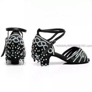 큐빅 라틴댄스화 살사 재즈 댄스신발 여성 라인댄스구두