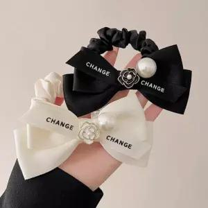 고급스러운 리본 장미 진주 포인트 여성 리본 머리끈