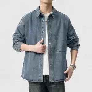 캐주얼 남성 심플 스타일 루즈핏 데님 셔츠 재킷