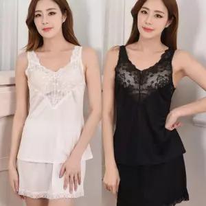 인견 쿨런닝 레이스 네크라인 2컬러여성나시 나시티 이너 여자