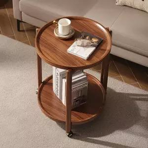 이동형 원형 협탁 바퀴 우드 2단 틈새 3단 테이블 원목 모던
