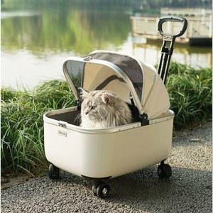 강아지 유모차 초경량 고양이 컴팩트 캐빈 회전 기내용 외출산책 트레일러 반려견