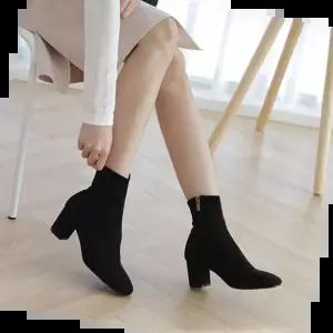 삭스앵클부츠 패션 밍크퍼 스판 삭스 부츠 스웨이드 방한 신발