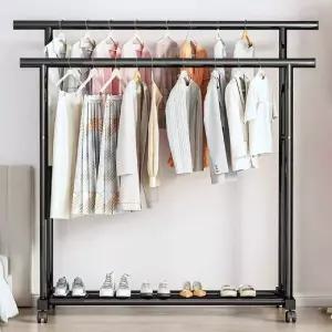 튼튼한 철제 스탠드 옷걸이 행거 1단 2단 120cm 선반 고정형 이동형