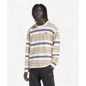 ADIDAS 90s 얼터너티브 스포츠 롱 슬리브 스트라이프 와플 티 - 베이지:화이트