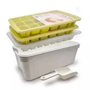 3단 분리형 얼음보관 용기세트 스쿱포함 냉동실 아이스큐브 제빙틀 트레이 컨테이너