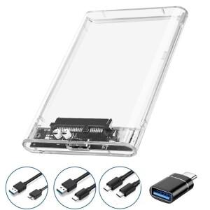 외장 하드디스크 케이스 USB 3.0/타입 C to SATA III 하드 2.5인치 HDD SSD 인클로저 드라이브 박스